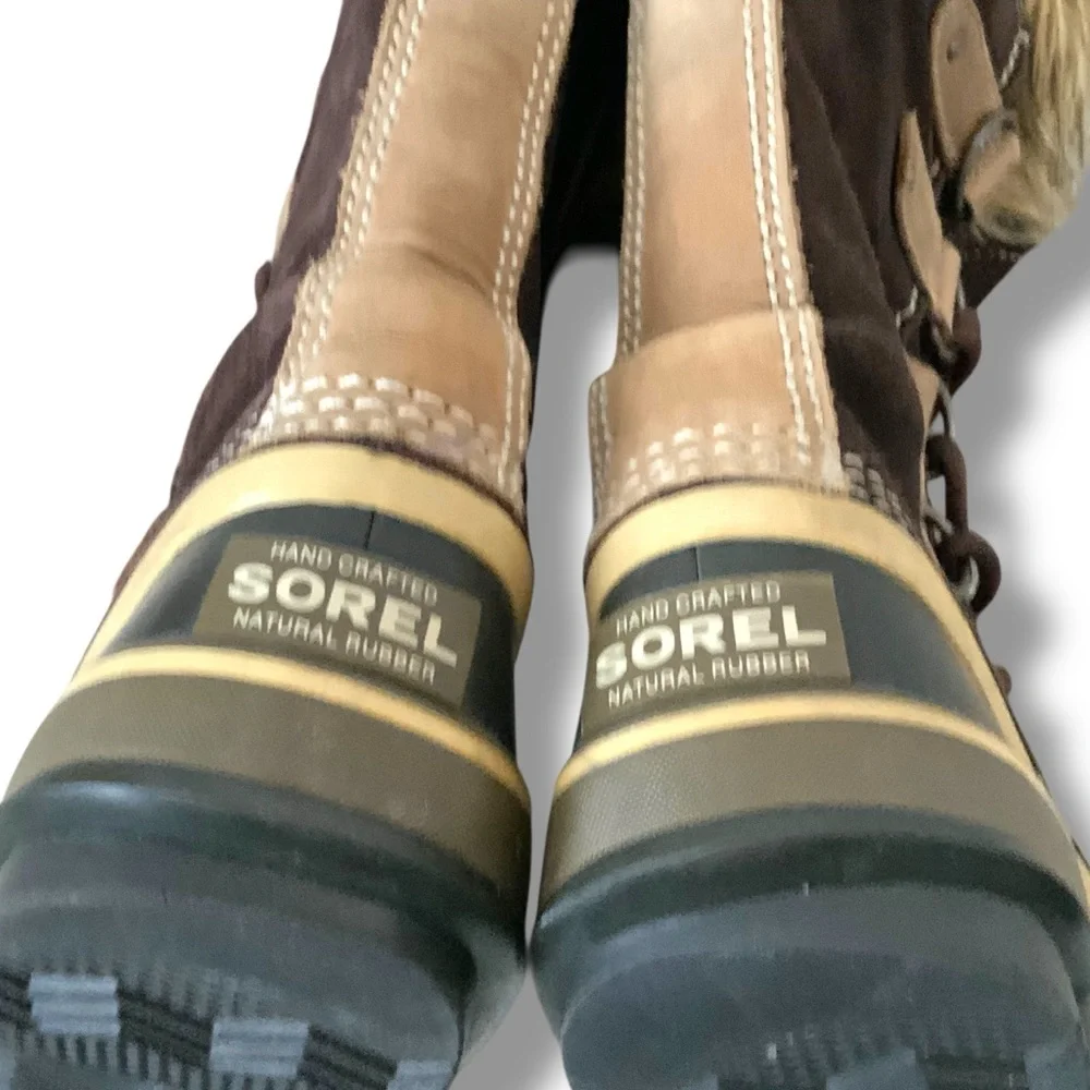 SOREL Joan of Arctic Boots Waterproof Brown Tan Black Size 7